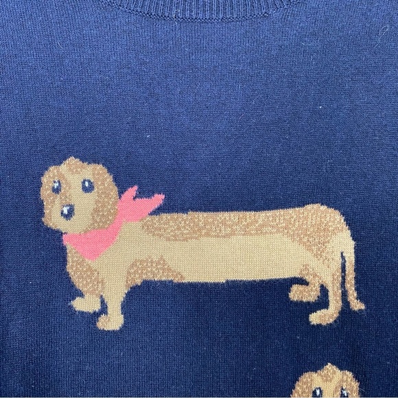 Talbots Navy Sweater with Dachshund Design - Picture 4 of 8